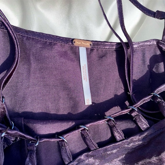 Dainty strappy dark purple satin cami - Picture 4 of 5